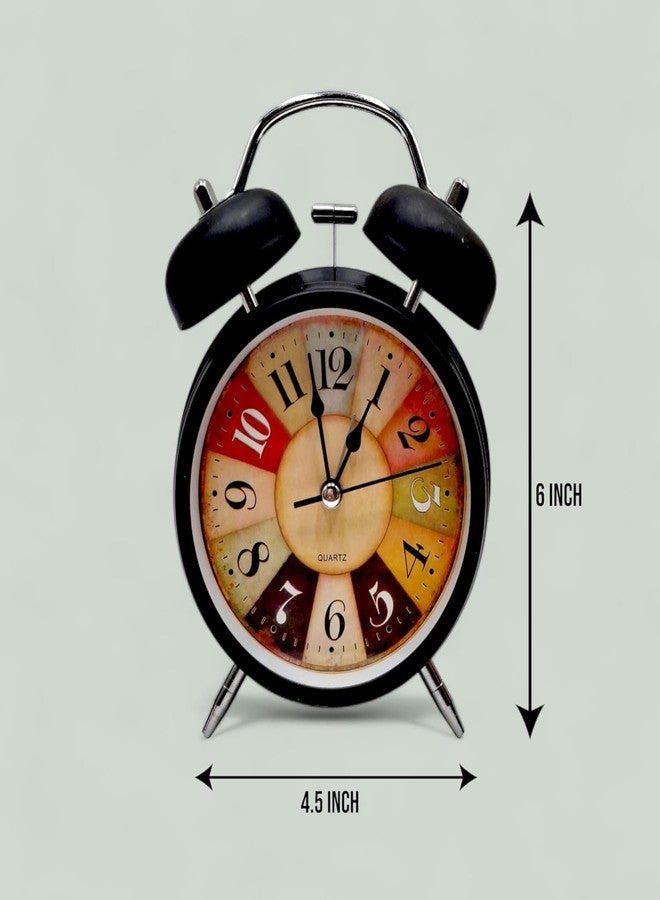 Lupro Vintage Twin Bell Alarm Clock, Metal Analog Table Clock with Night LED Light, Extra Loud Alarm, Heavy Sleeper Clock for Kids, Students, Bedroom - Black - Image 2